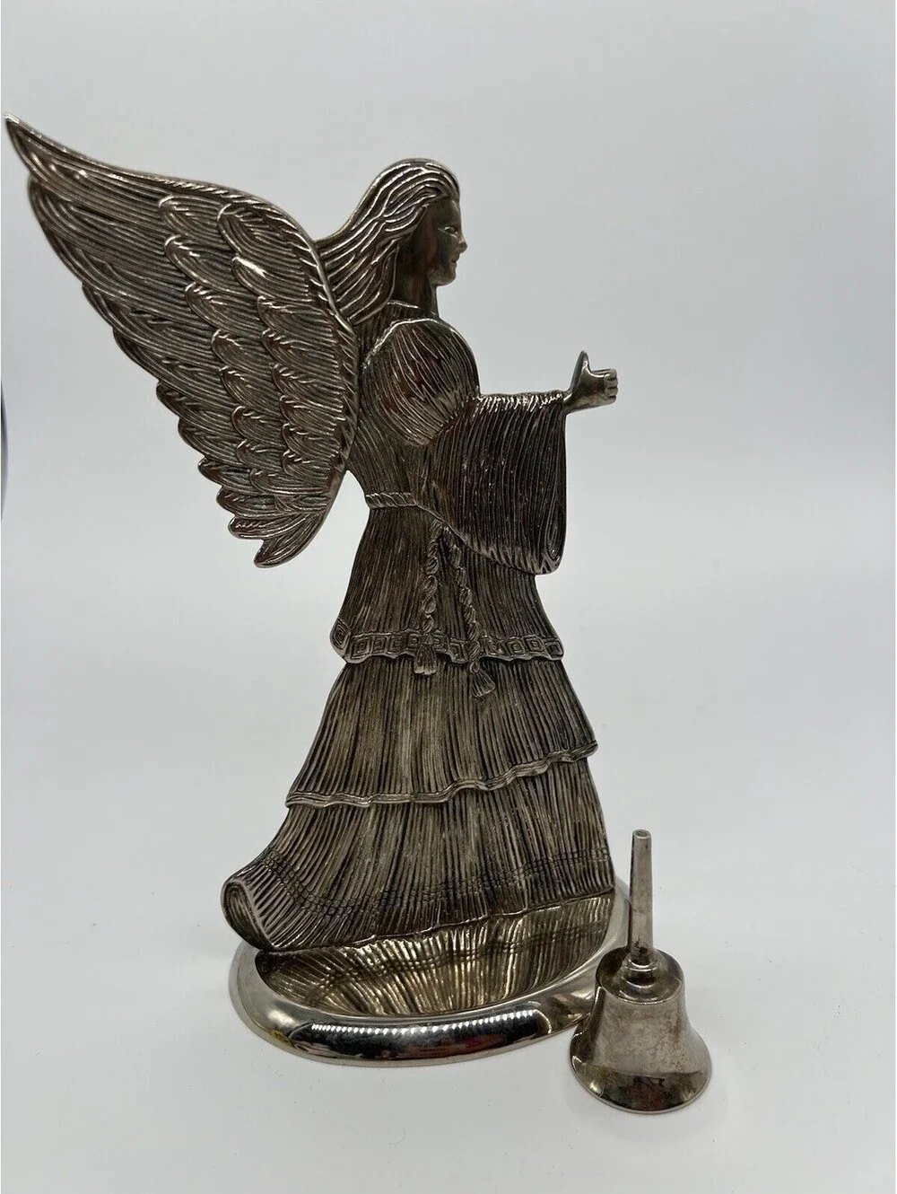 Vintage 1994 Christmas Angel Candle Holder Silver Plated 9